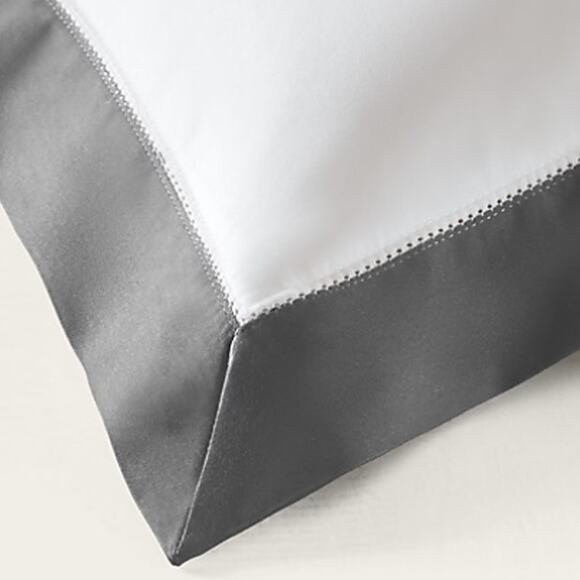 Ralph Lauren One European Sham Organic Sateen Border Graphite Gray New - Picture 3 of 10